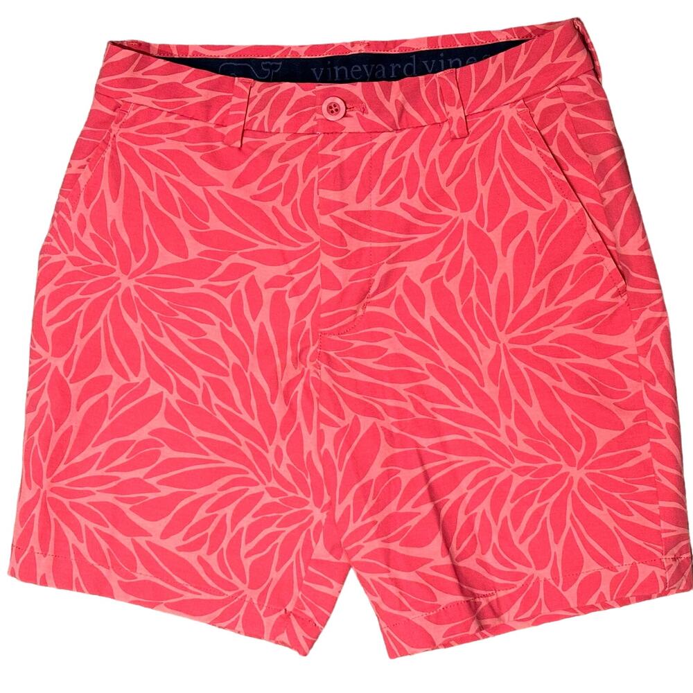 Vineyard Vines Pink Floral Flat Front Cotton Stretch Chino Shorts 28x8"